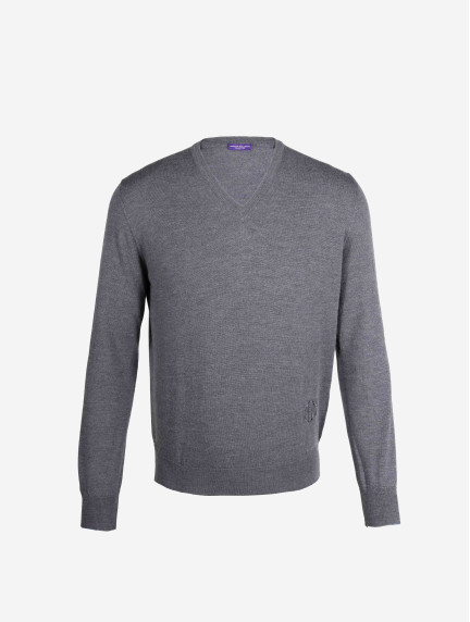 Patrick Hellmann CollectionGrey V-Neck Pullover 100% Woolimage617